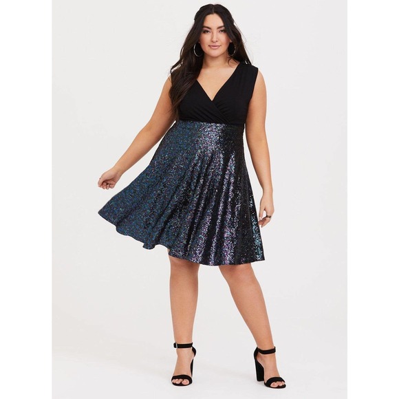 Torrid Special Occasion Black Sequin Skater Dress Black Women's Plus Size 24 - Picture 10 of 10
